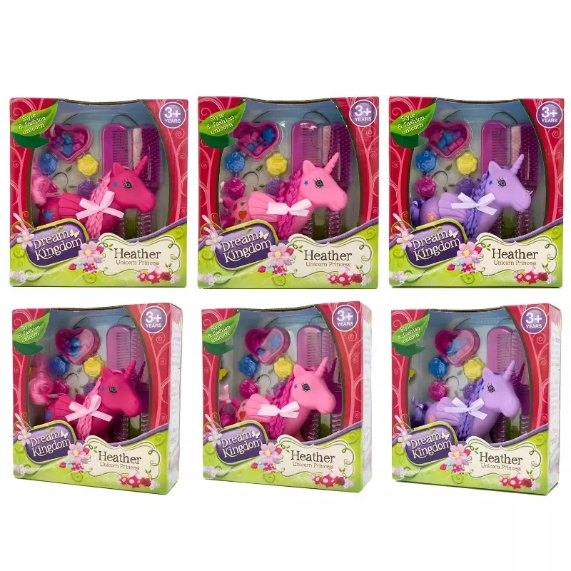 

DREAM KINGDOM HEATHER UNICORN PONY Figure Cute Horse Long Hair Braided Pretend Play Children Toy