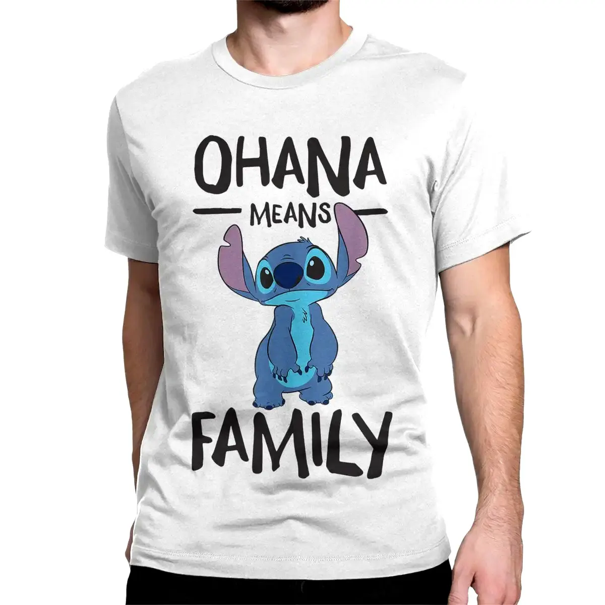 Disney Print Ohana Means Family Stitch T Shirts Children's Cartoon Cute Cotton Clothes Short Tee T Shirts Clothes Men Women Tops