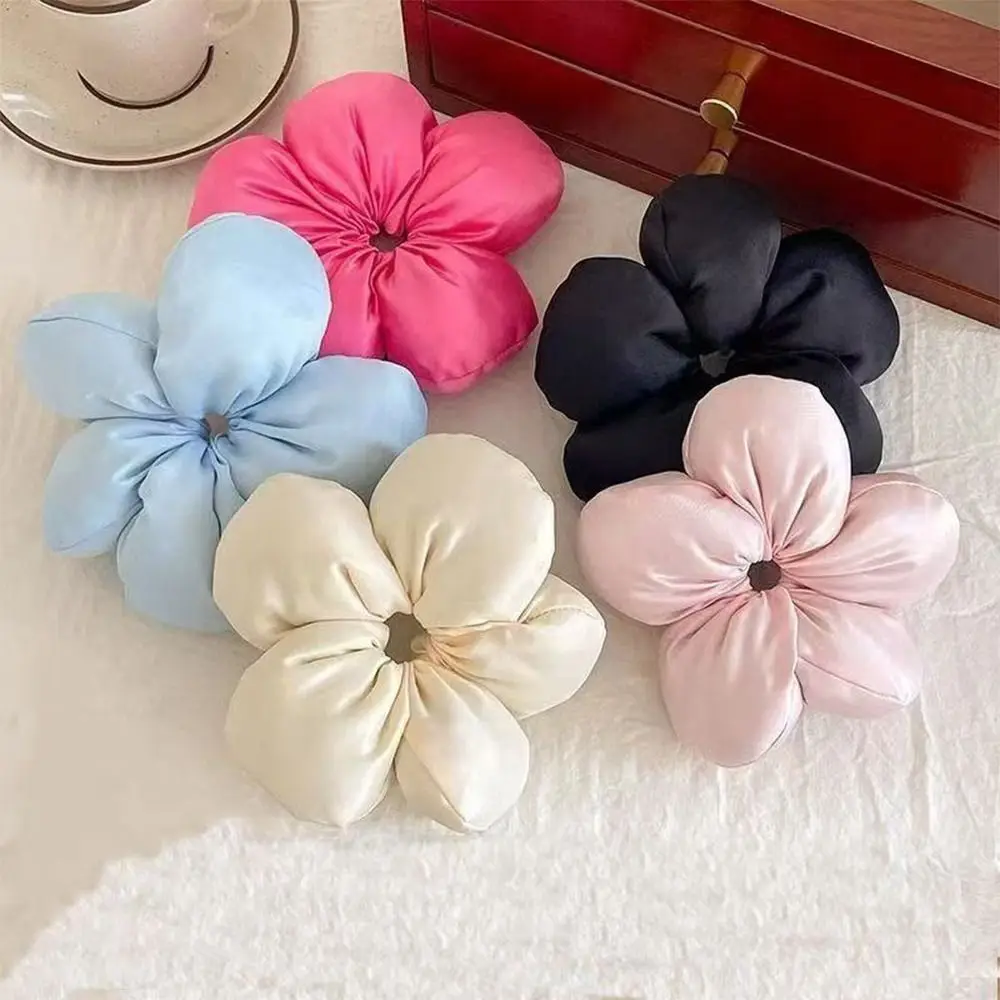 

Korean Sponge Flower Satin Hair Scrunchies Elegant Large Girls Hair Tie Elastic Hair Rope for Women