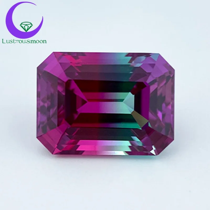 

Special Color Stone Lab Grown Sapphire Emerald Cut Watermelon Synthetic Gems for Jewelry Making AGL Once Sold Out No Restock