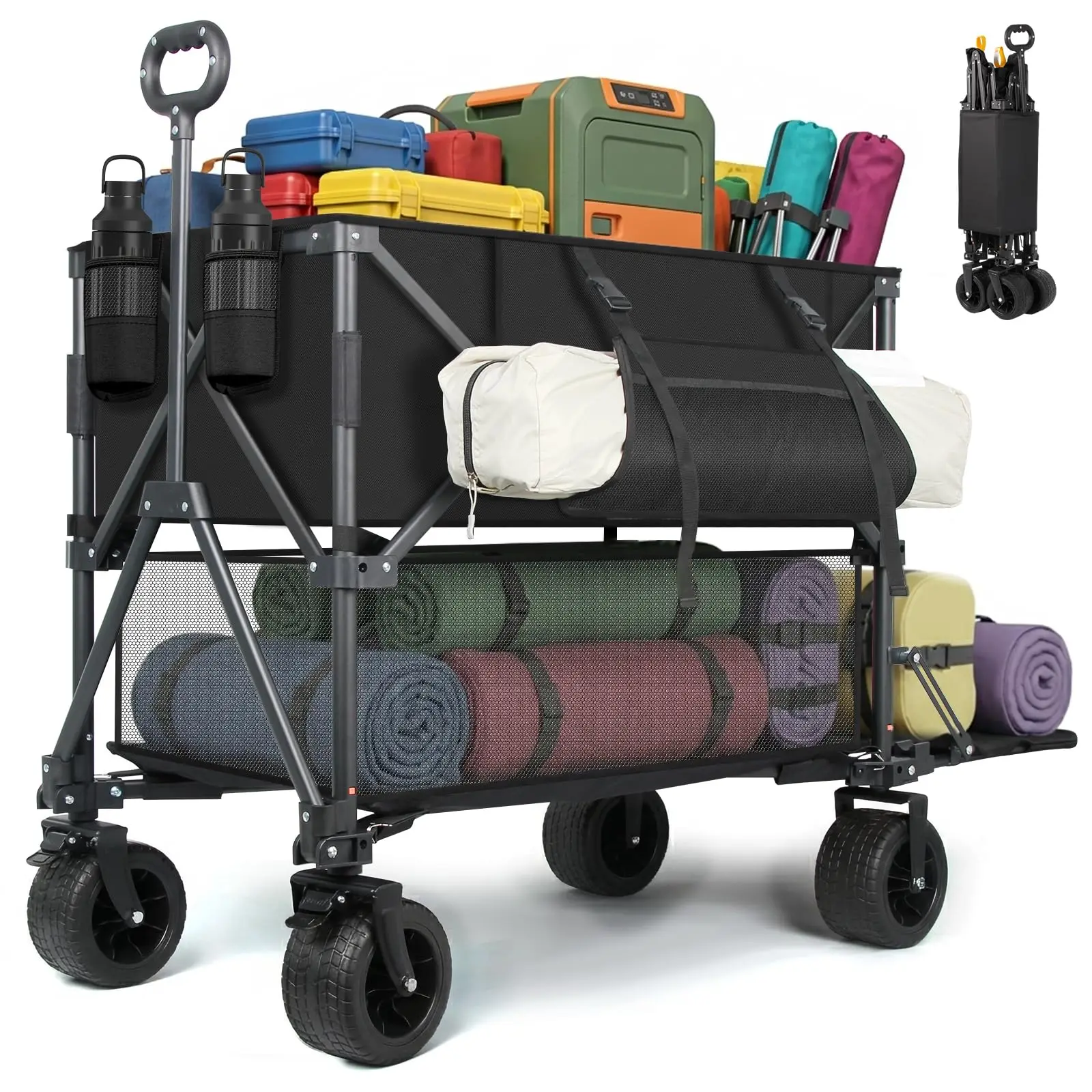 Double Decker Wagon 400L Large Capacity & 600LBS Foldable Utility Cart
