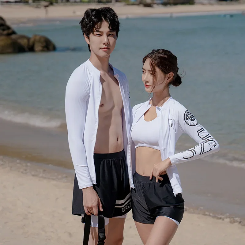 

Women Men's Snorkeling Surfing Swimsuit Korean Couple Split Diving Suit Conservative Sun Protection Sports Pants Swimwear