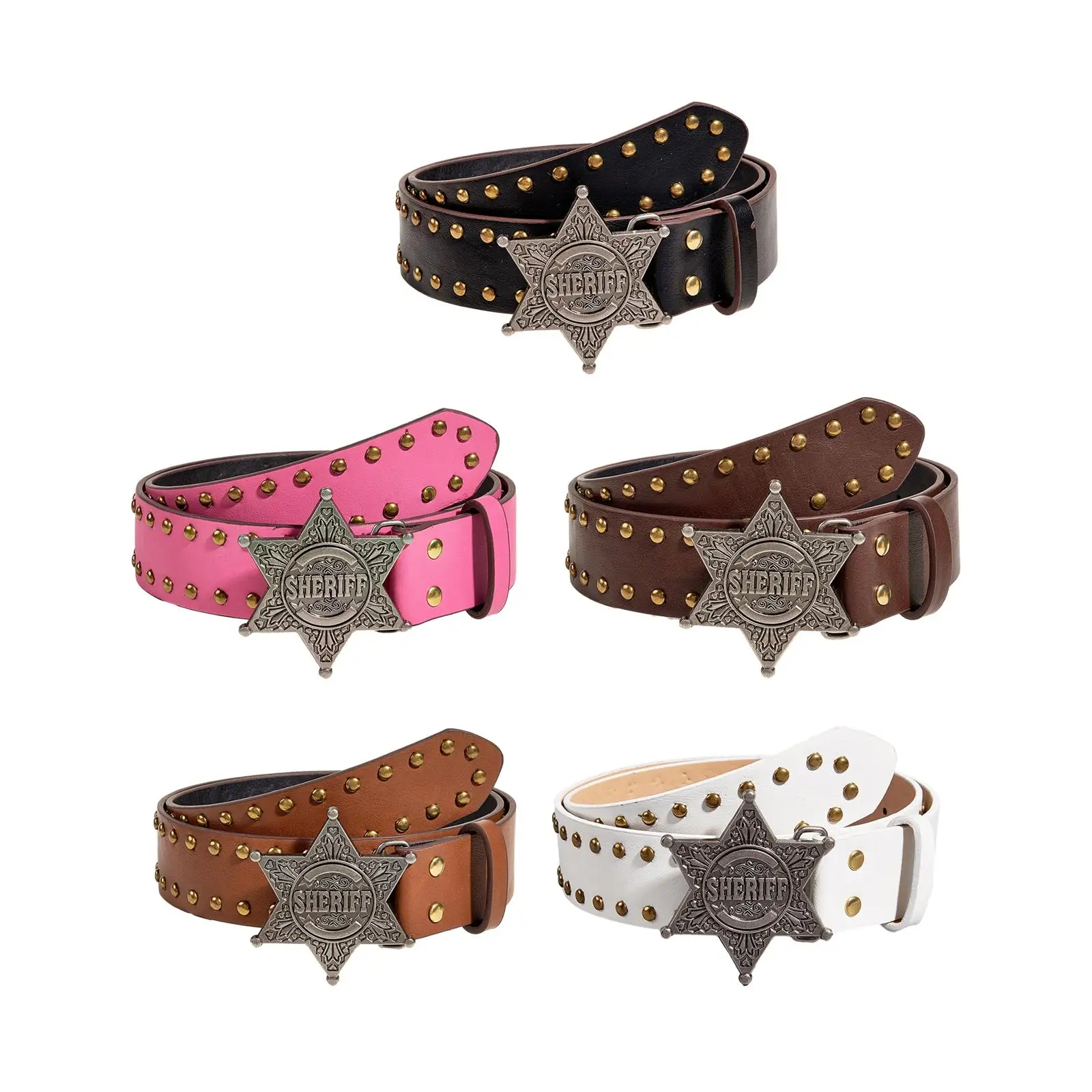 Women PU Leather Belt Casual Gothic Belt Waist Band Versatile Ladies Belt Punk Belt for Dress Cosplay Street Party Travel