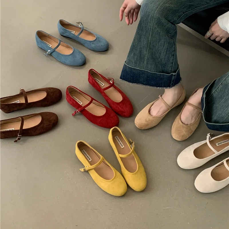 

2025 Brand New Women Flats Round Toe Shallow Slip On Ladies Casual Ballet Shoes Soft Leather Eelgant Dress Shoes Mujer Size