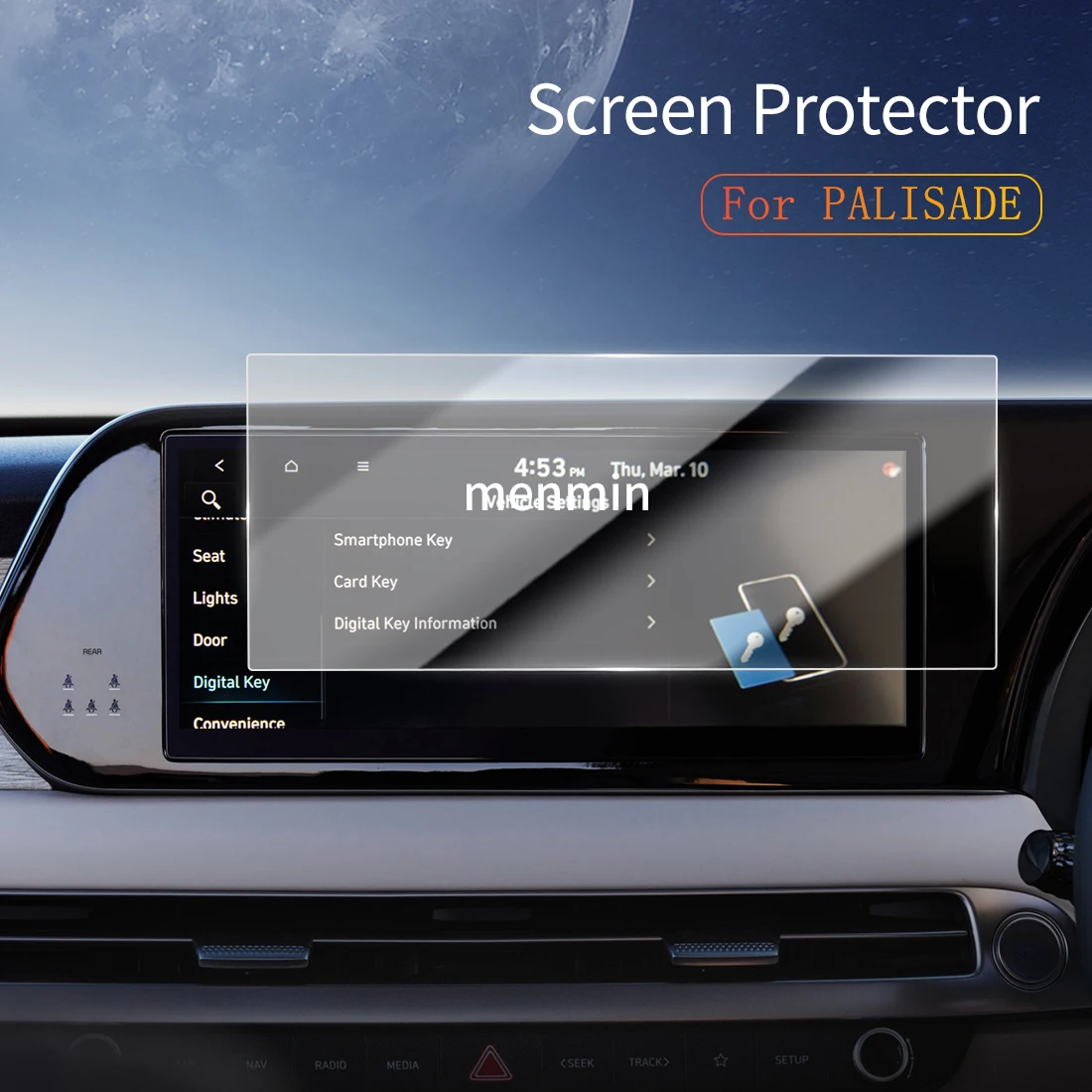 

Автомобильные наклейки Dash Carplay, зеркало, защитная пленка для экрана, дисплей, закаленное стекло, защитная пленка для автомобиля, 23 современного PALISADE