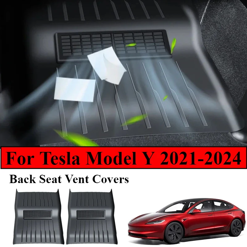 Rear Seat Vent Covers For Tesla Model Y ABS Backseat Air Vent Fully Cover Pad Integrated Design Air Flow Vent Grille Protection