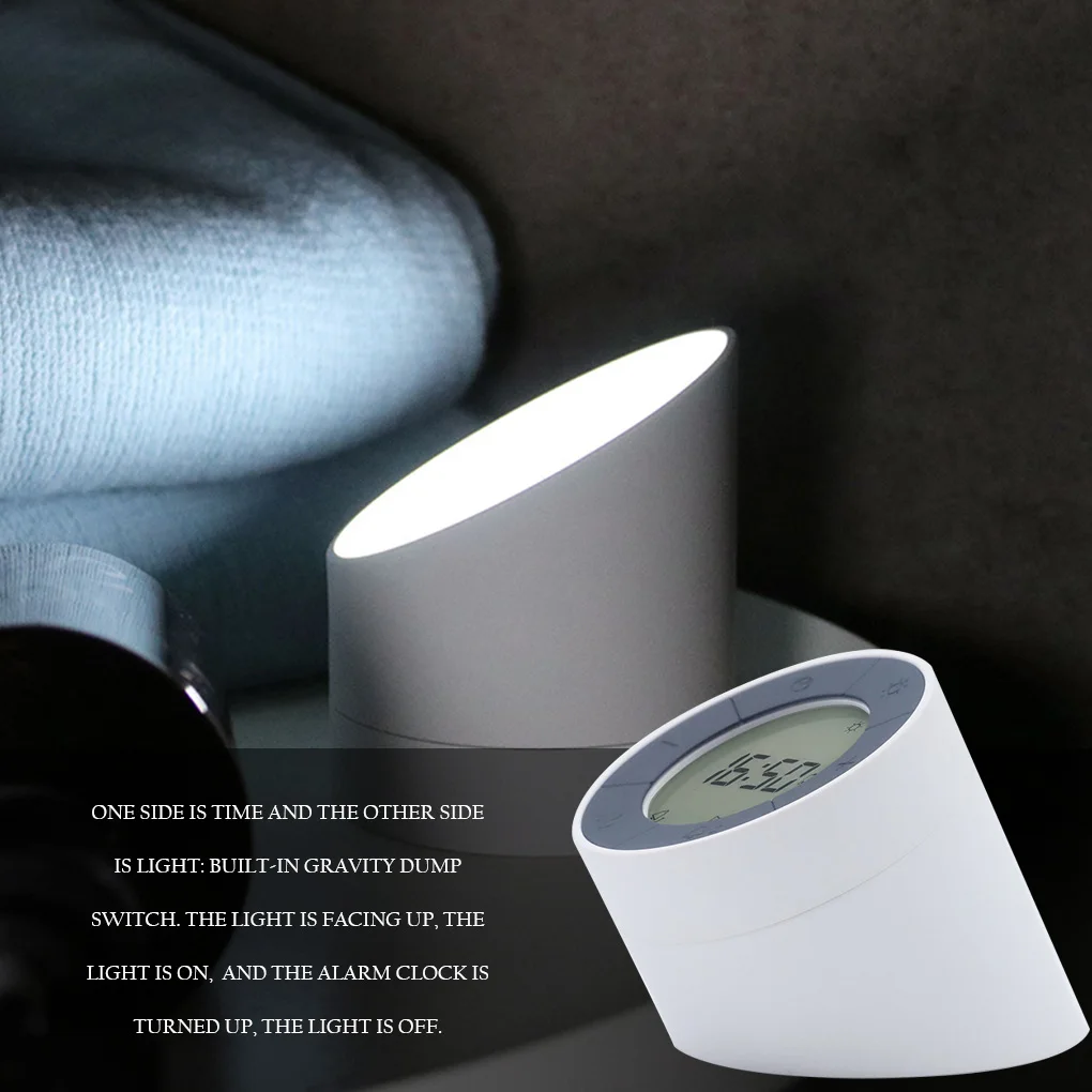 Time Reversal Digital Alarm Clock Student Dormitory Bedside Night Light Bedroom Feeding Lamp