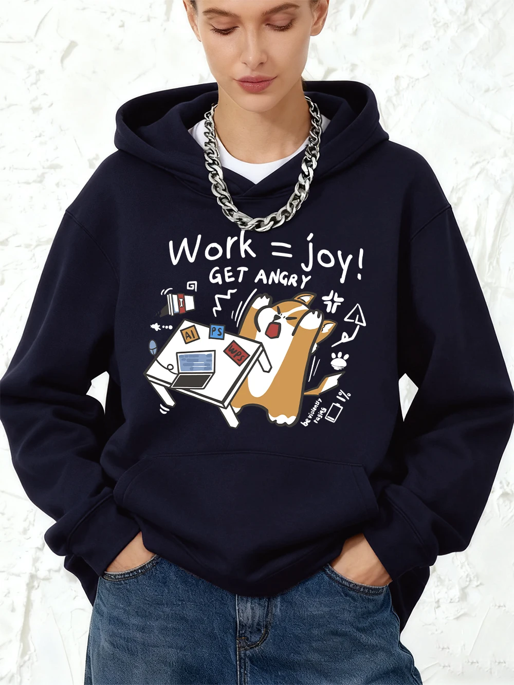 

Работа = Joy Get Angry Cat с принтом Хлопковая толстовка с капюшоном Женские зимние свободные пуловеры Флисовая теплая толстовка для бега Базовая одежда с карманами