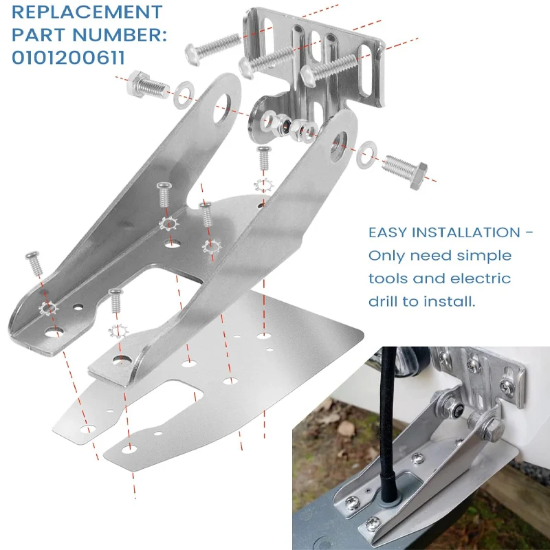 For Garmin Transducer Mount Bracket, 010-12006-11 Transom Mount with Spray Shield fits 4pin, 8pin, 12pin Transducer