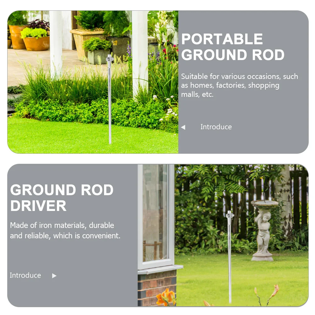 قضيب أرضي حديدي متين، قضيب تأريض محمول للسياج المنزلي، أمان كهربائي، سهل التركيب، براعة رائعة #5
