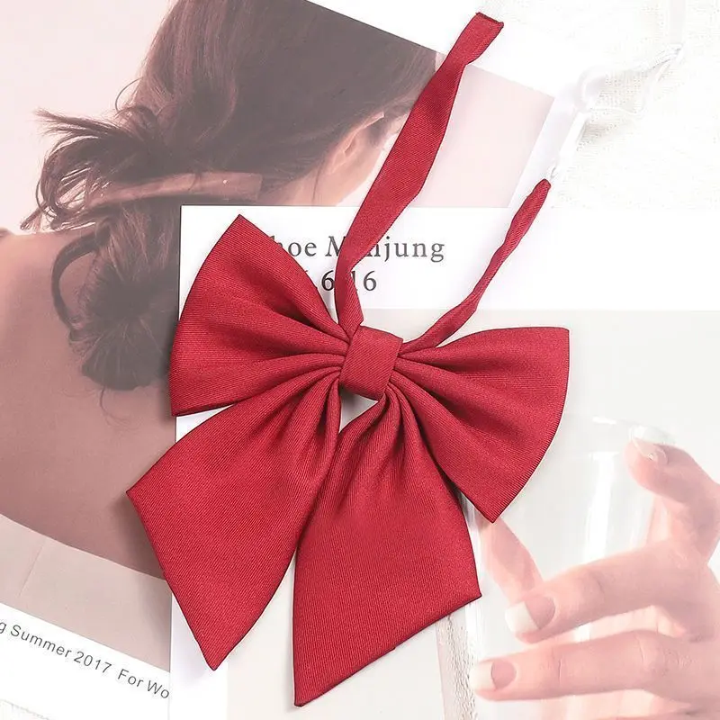 Students School Season Red Solid Bow Tie for Women Uniform Collar Butterfly Cravats Girls Bowties JK Shirt Dress Neck Wear Ties