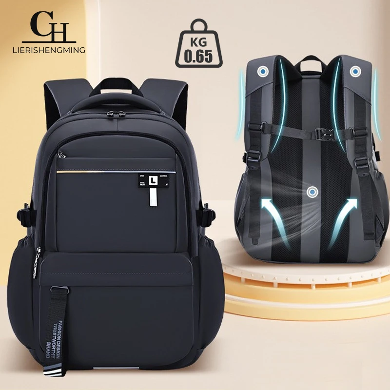 Back to School Black primary school student backpack Outdoor leisure travel bag junior high school students book bag