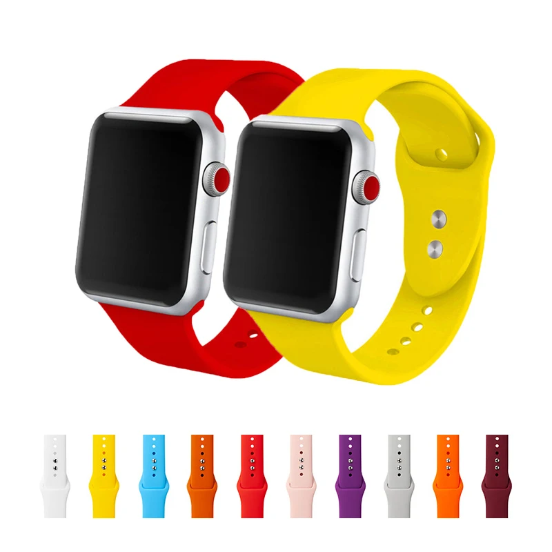 Silicone Strap for Apple Watch Series 3 4 5 6 SE 7 8 iWatch Bracelet 38mm 40mm 41mm 42mm 44mm 45mm 49mm Apple Wristband Ultra