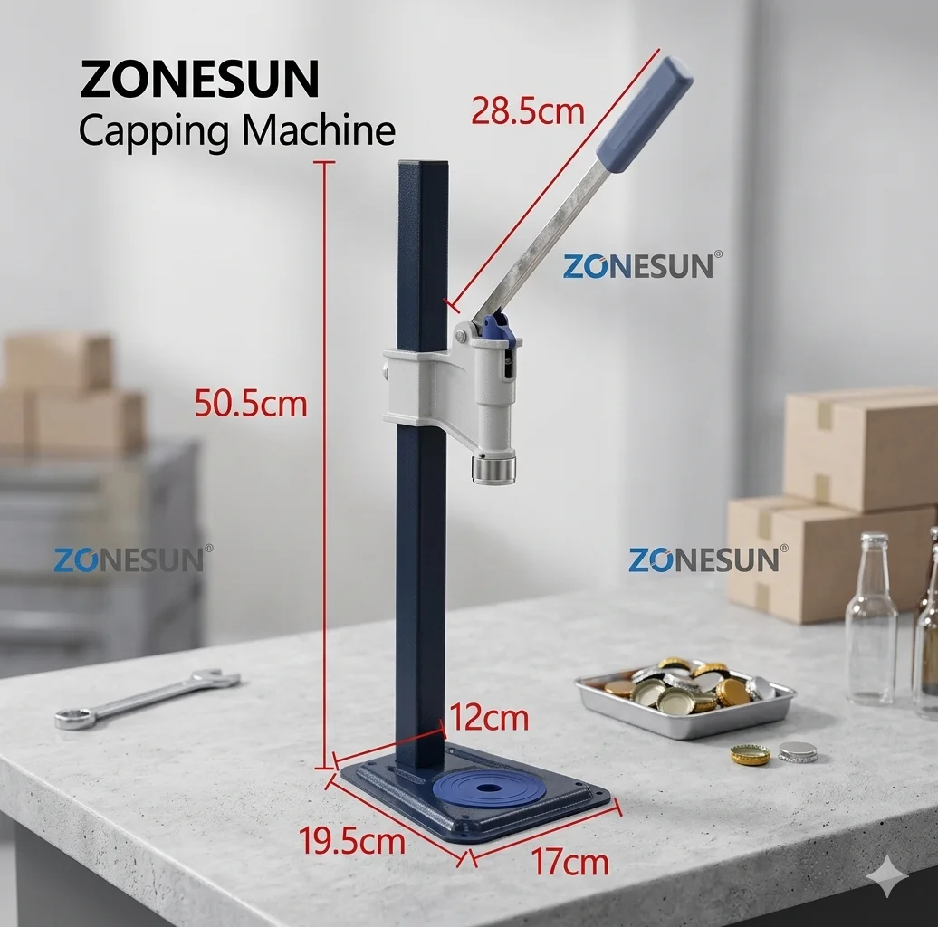 ZONESUN Manual Beer Bottle Capper 26mm Crown Caps Height Adjustable Soda Cola Juice Glass Bottle Sealing Machine ZS-BBC1