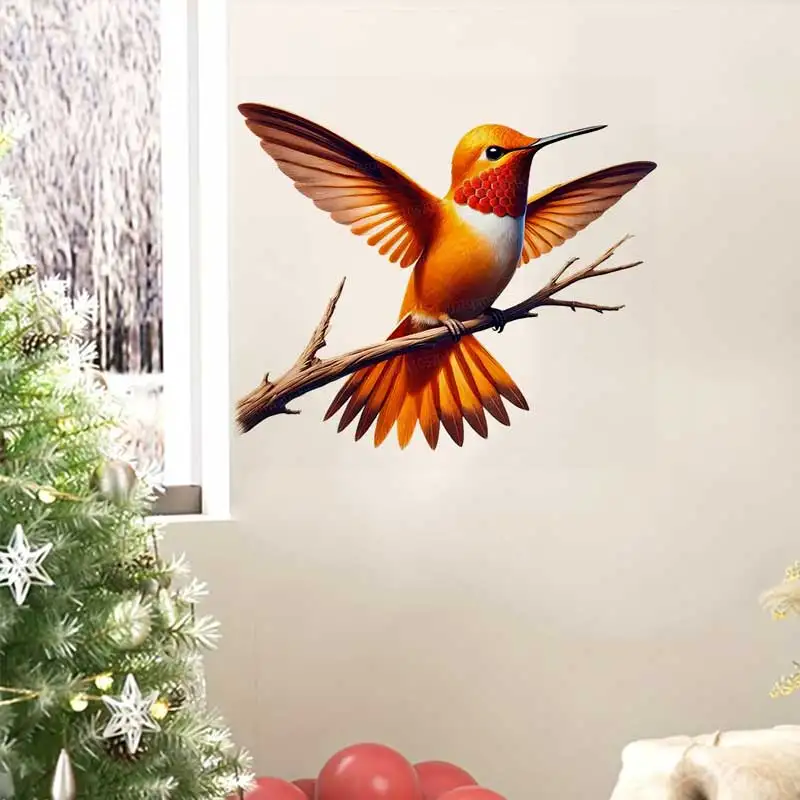 Red Hummingbird Wall Stickers Vibrant Bird Art Design for Living Room Sofa Window Background Decoration AA288
