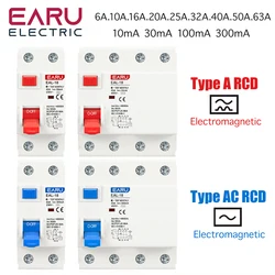 2P 4P 10/30/100/300mA Type A /AC RCCB RCD ELCB Residual Current Circuit Breaker Short Current Leakage Protection 32A 40A 50A 63A