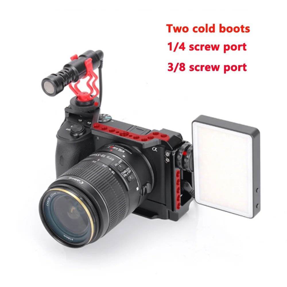 BAFANG Aluminum Alloy Full Camera Cage for Sony A6600 Integrated Cold Shoe with Quick Release Plate Arca-Swiss