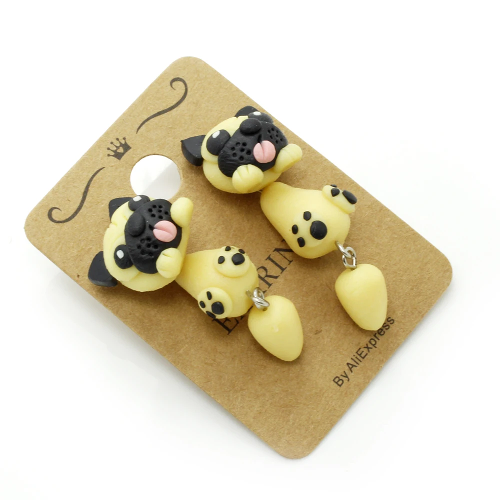 TTPAIAI 30 Brand Handmade Polymer Clay Shar Pei Dog Earrings For Women Kids Fashion 3d Animal Bulldog Stud Earrings Jewelry