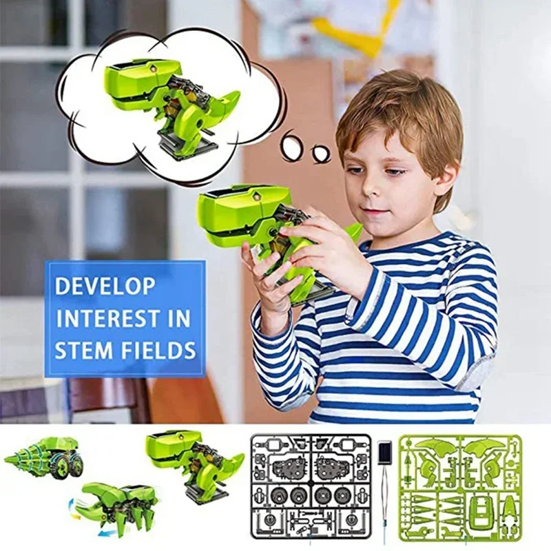 Solar Robot Toy Kit for Kids, Jogos de Construção, Dinossauro, Tiranossauro, Rex, Besouro, Ciência, Aprendizagem, Experimento Educacional, 3 em 1