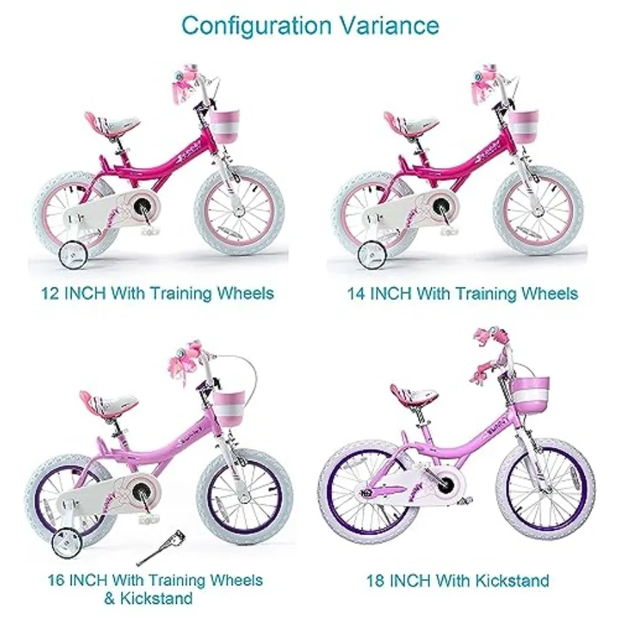 Rower dla dziewczynek Princess, rozmiar 12, 14, 16, 18, 20 cali, z koszykiem, dla dzieci w wieku 3-12 lat, różowy, lekka aluminiowa rama, łatwy w jazdzie.