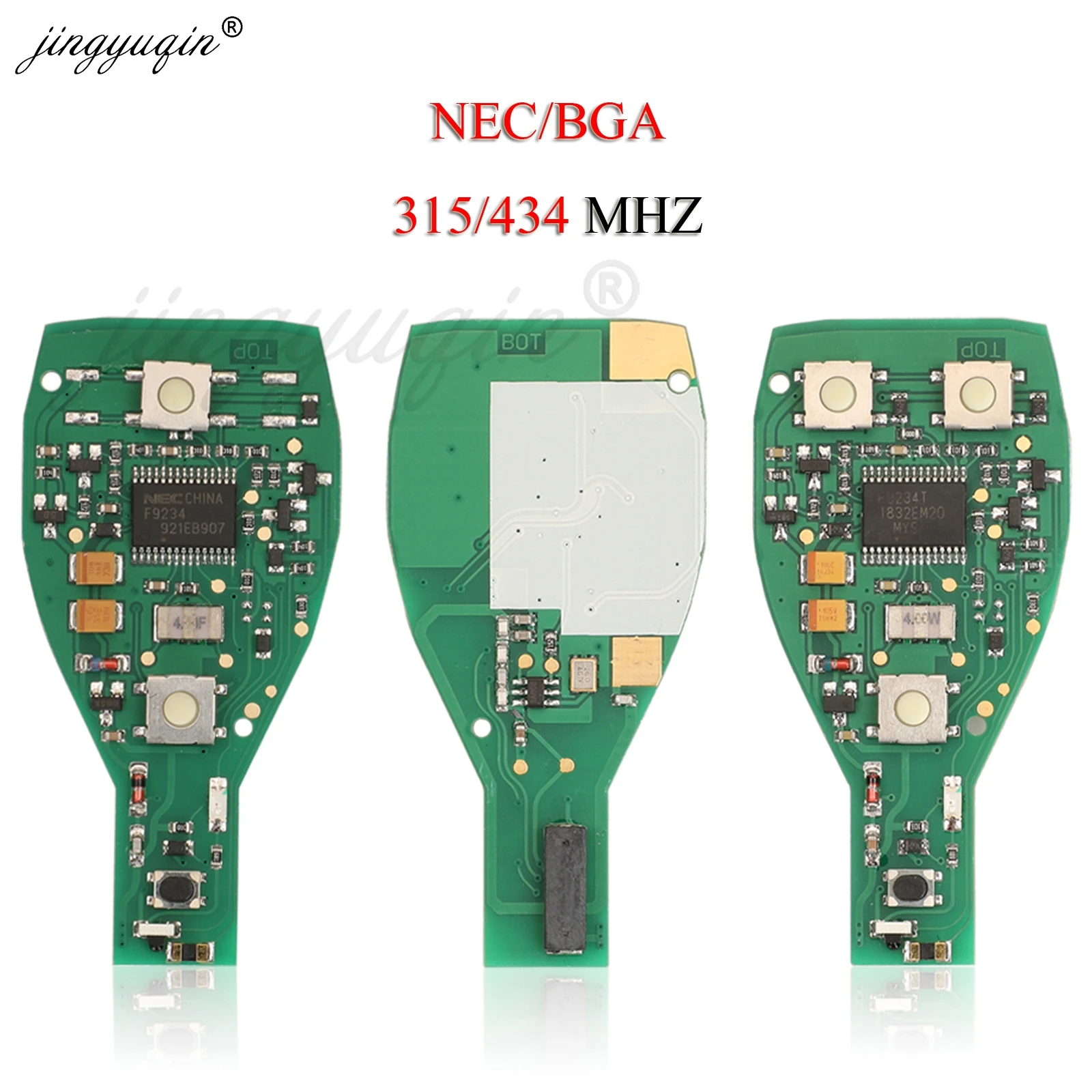 jingyuqin 2pcs/lot 2 3 Buttons 433 Smart Remote Key PCB Keyless Fob For Mercedes Benz year 2000+ BGA style Circuit Board