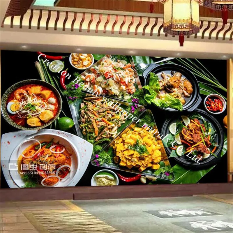 

Custom Southeast Asian Classic Cuisine Photo Wallpaper Mural Living Room Dining Room Restaurant Background 3d Wall Paper