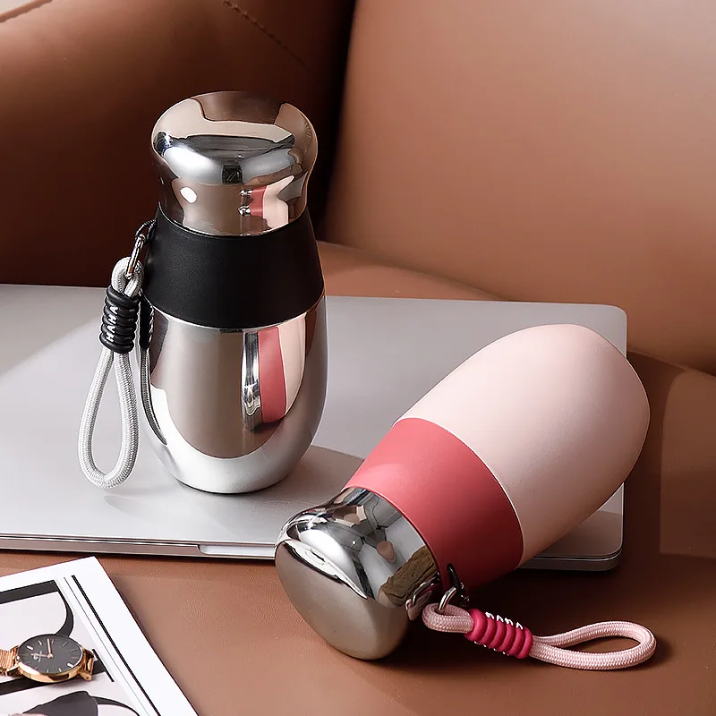 

Sports outdoor 316 stainless steel pot belly thermos cup with rope portable student drinking cup