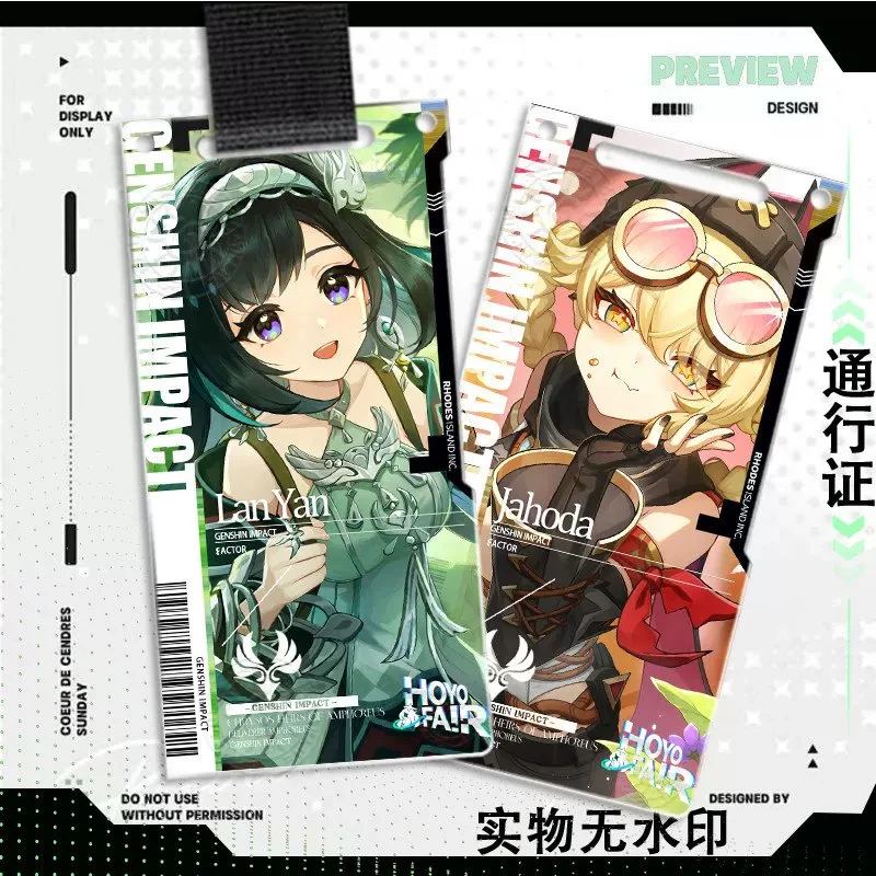 Game Genshin Impact Lan Yan Jahoda Thoma Chevreuse Acrylic Pass Anime Bag Charm Acrylic Pendant Keychain Cosplay Birthday Gift
