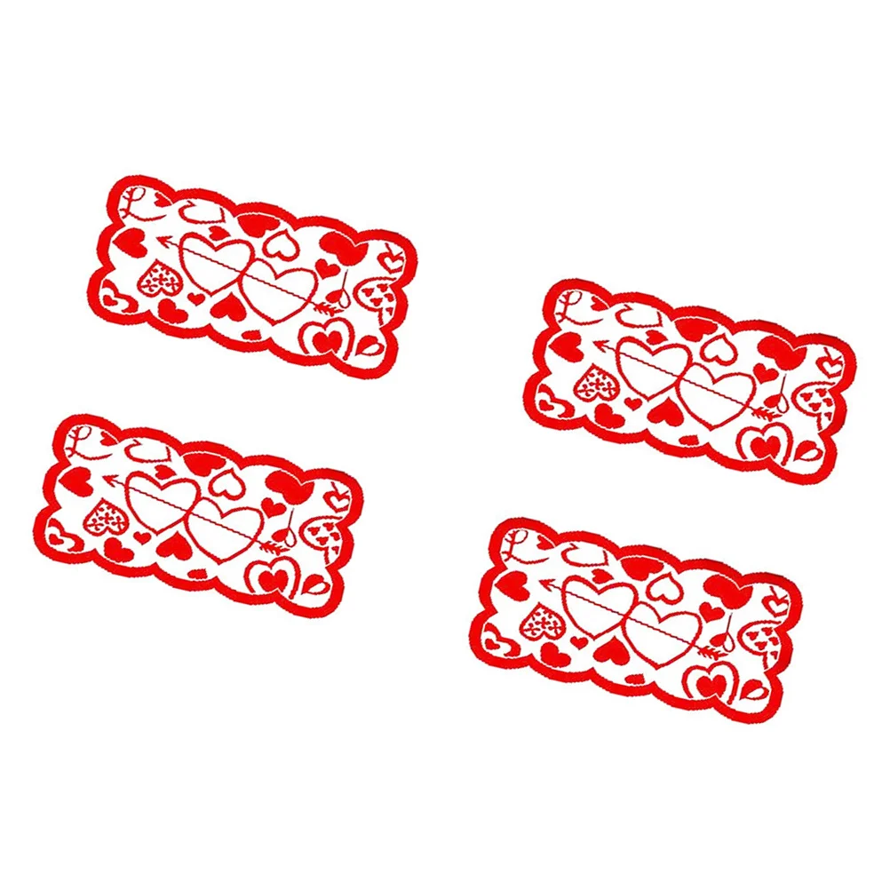 

4Pcs Heart Pattern Hollow Arrow Placemat Thick Heat-Insulation Table Mat for Home Party Restaurant Decoration Tableware Pad