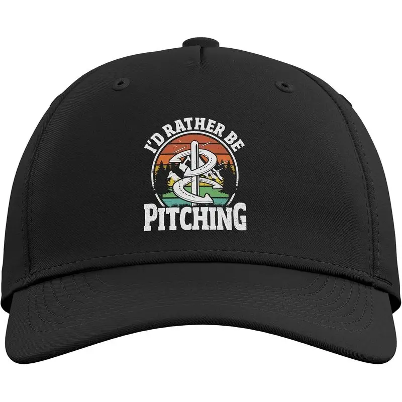 I'd Rather be Pitching Funny Horseshoe Pitching Adjustable Baseball Hat