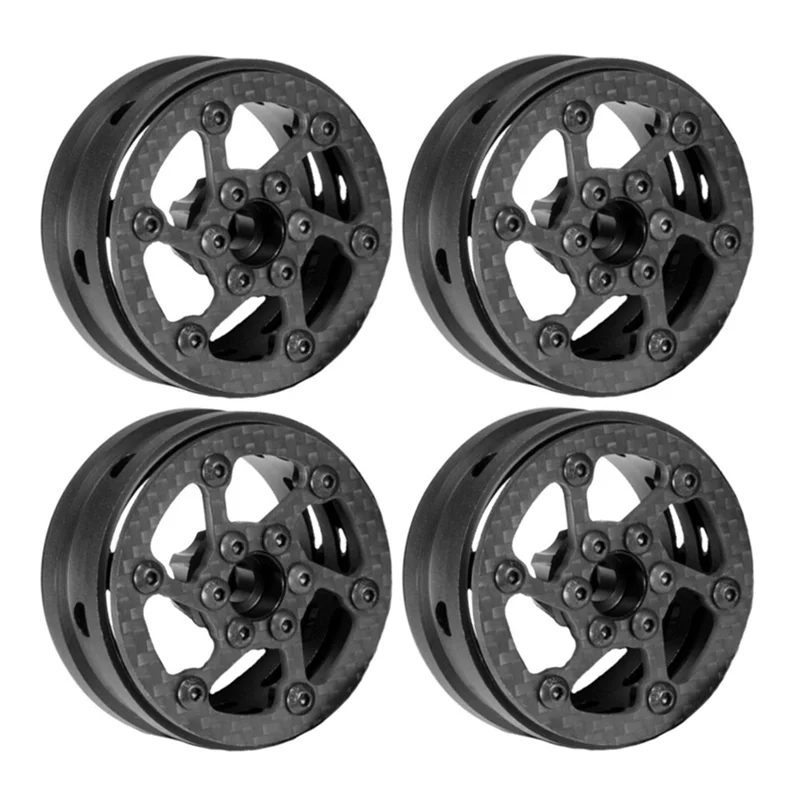 4Pcs Carbon Fiber 1.9inch Beadlock Wheel Rim Hub for 1/10 RC Crawler Car Axial SCX10 Traxxas TRX4 RC4WD D90 MST VS4-10,A