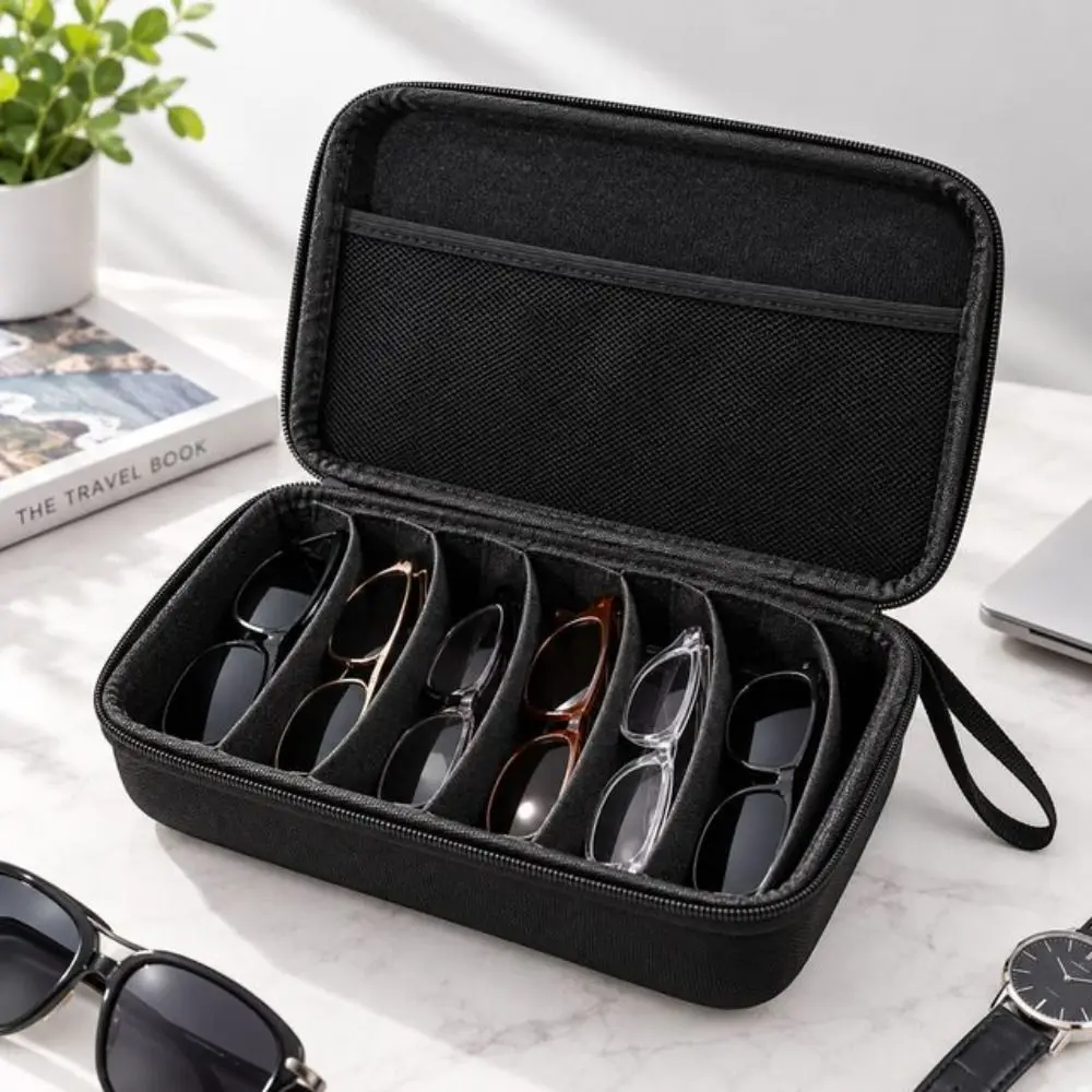 EVA Eyewear Organizer Case Portable Adjustable Compartments Glasses Storage Case Zipper Closure Eyewear Storage Bag Home Storage