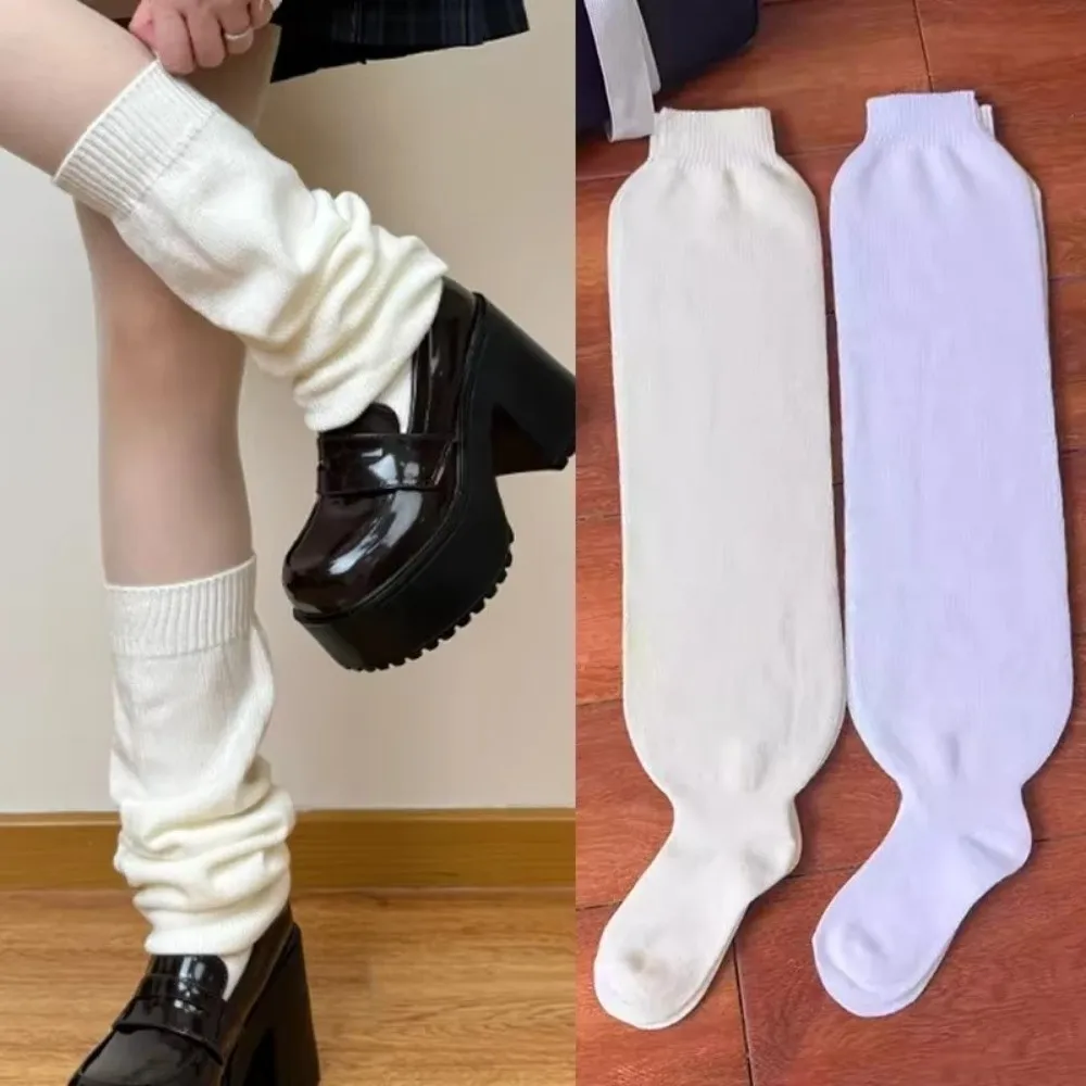 Fashion Korean-Style Women's Leg Warmers Y2K Solid Color JK Knee High Socks Elastic Soft Mid-tube Socks Daily Wear