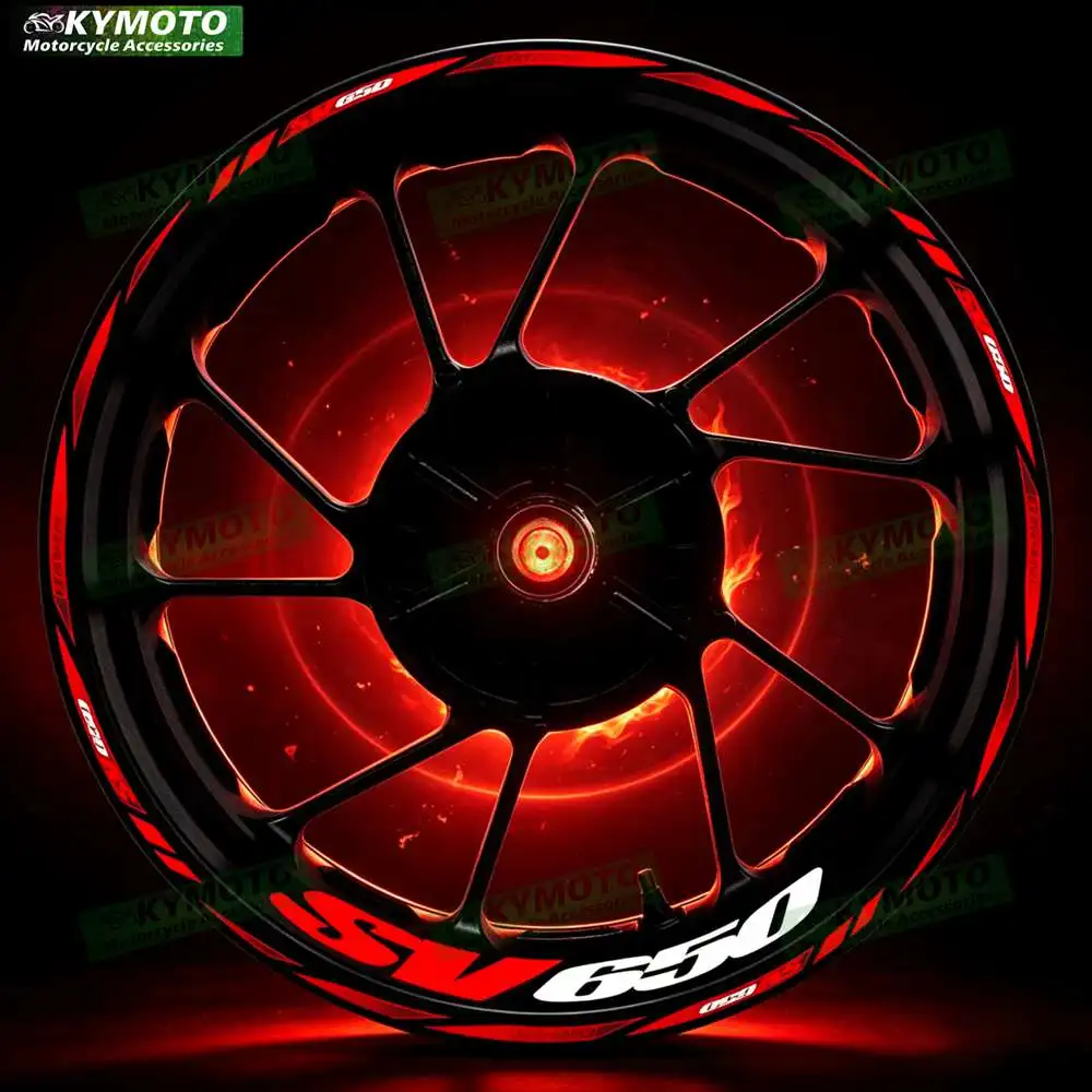 Motorcycle 17 Inch Front And Rear Racing Wheel Stickers Car Reflective Rim Motorbike Hub Tape Decal Sticker For SV650 SV 650