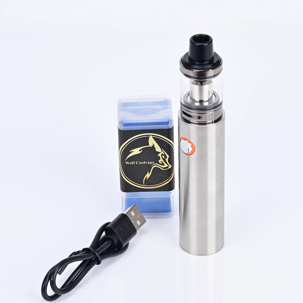 Wolfcoolvape 2ml ชุด Vape Starter E-Cig Mod 24 มม.0.3ohm ถัง Atomizer TOP Refill System และ 1300mAh แบตเตอรี่อุปกรณ์ไอ