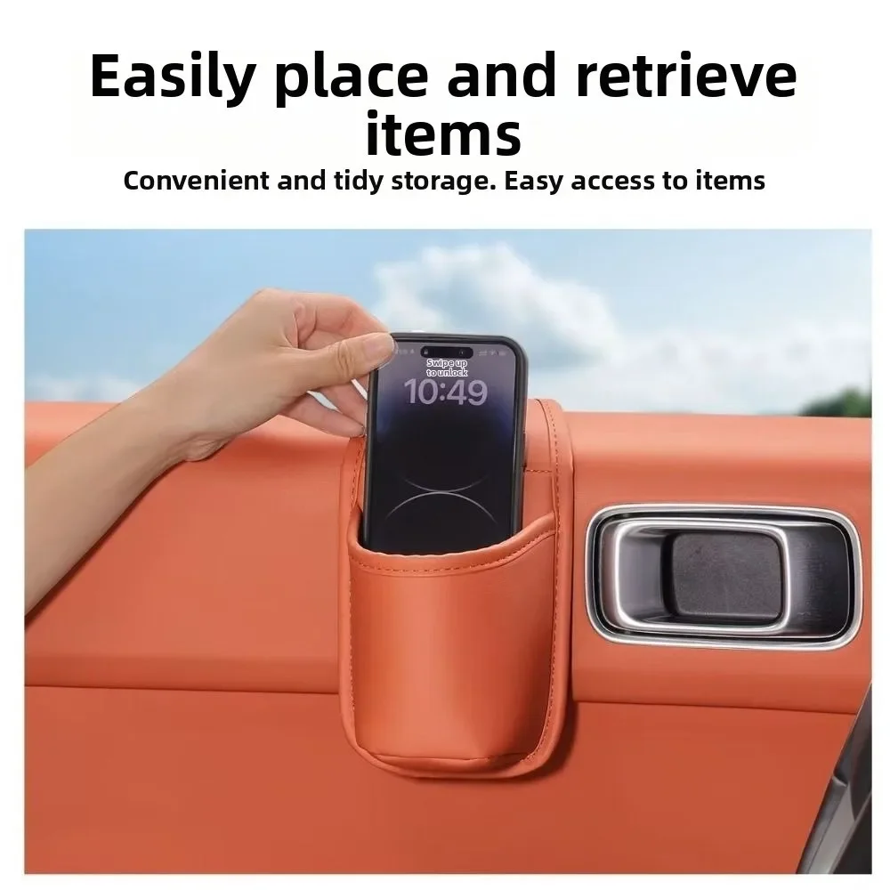 PU Leather Car Cup Holder Multifunctional Waterproof Car Storage Box Space Saving Self-adhesive Beverage Holder Seat Back