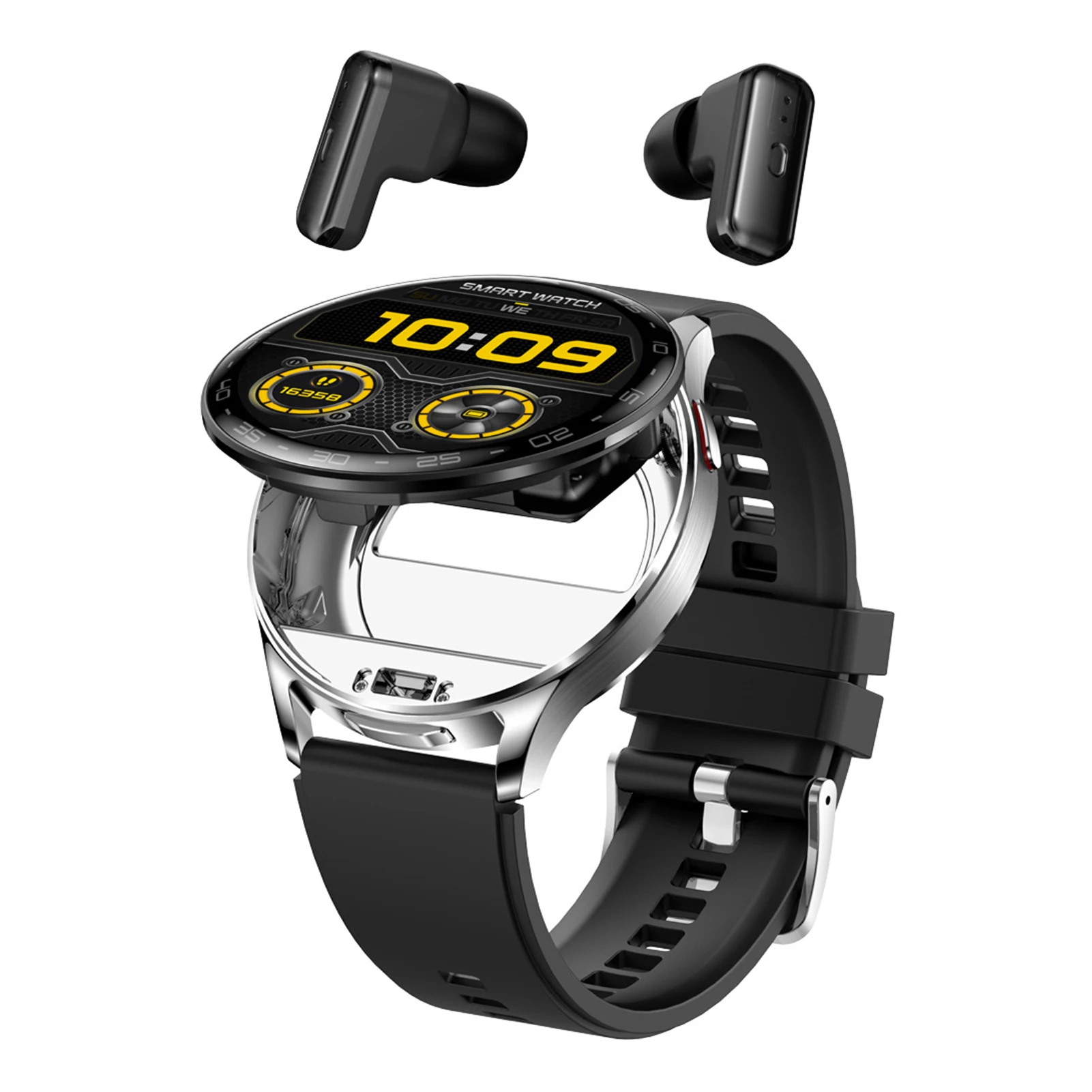 

Smartwatch With Earbuds Magnetic Charging Painless Comfort Two-way Noise Reduction TPU High-end golden