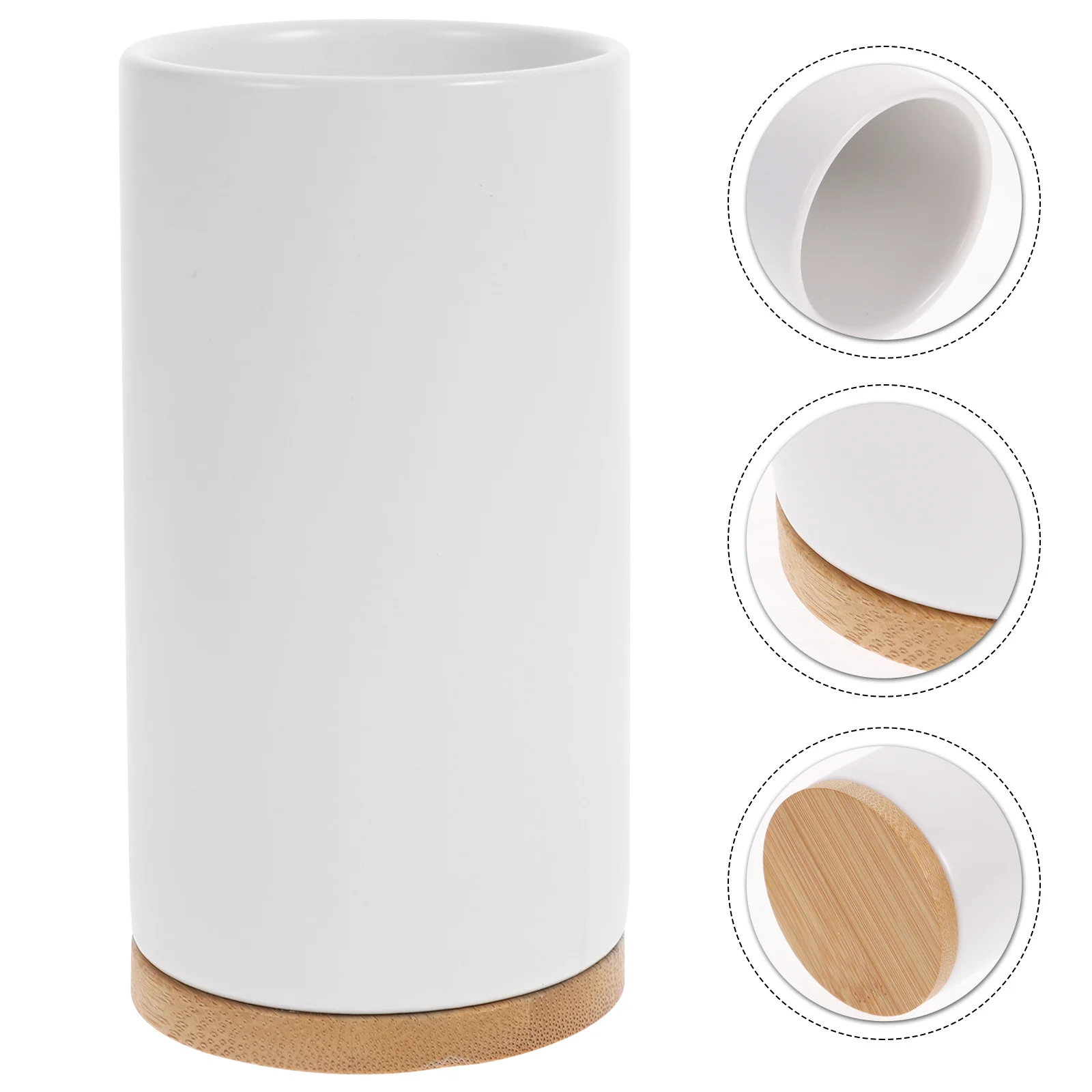 

Ceramic Soap Dispenser 430Ml Bamboo Refillable Lotion Pump Bottle Hand Soap Shampoo Body Wash Dispenser Bathroom Counter