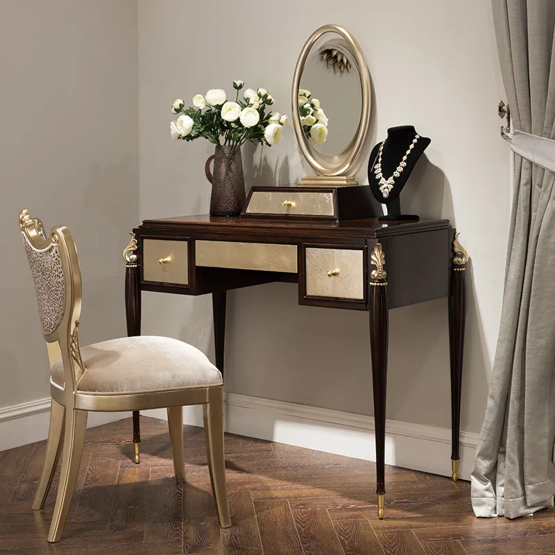 

Birch dresser simple bedroom storage makeup table makeup mirror stool combination furniture