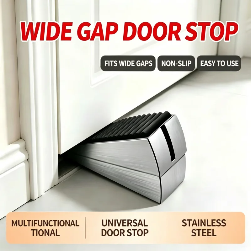 Wind-Resistant Door Stopper Wedge Non-Punch Anti-Slip Rubber Bottom Door Block Security Door Holder for Bedroom Gate Glass Door