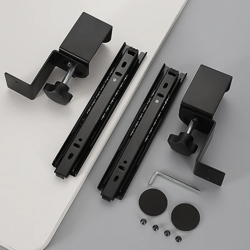 No-drill Keyboard Holder Keyboard Drawer Tray Desktop Slide Clamp Drawer Organizer Computer Mouse Storage Rack Under-desk Stand