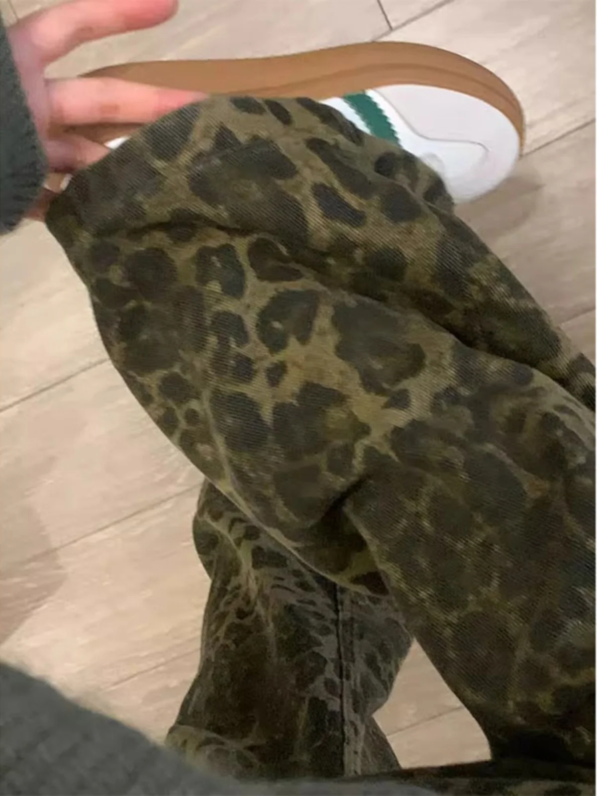 

American High Street plus Size Leopard Print Wide Leg Jeans Women's Casual Loose Straight Long Pants Spring Autumn New Sle