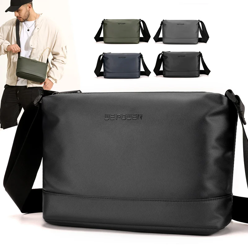 Men's Simplicity Shoulder Bag PU Waterproof Film Casual Crossbody Bag Lightweight Travel Commuting Small Messenger Bag