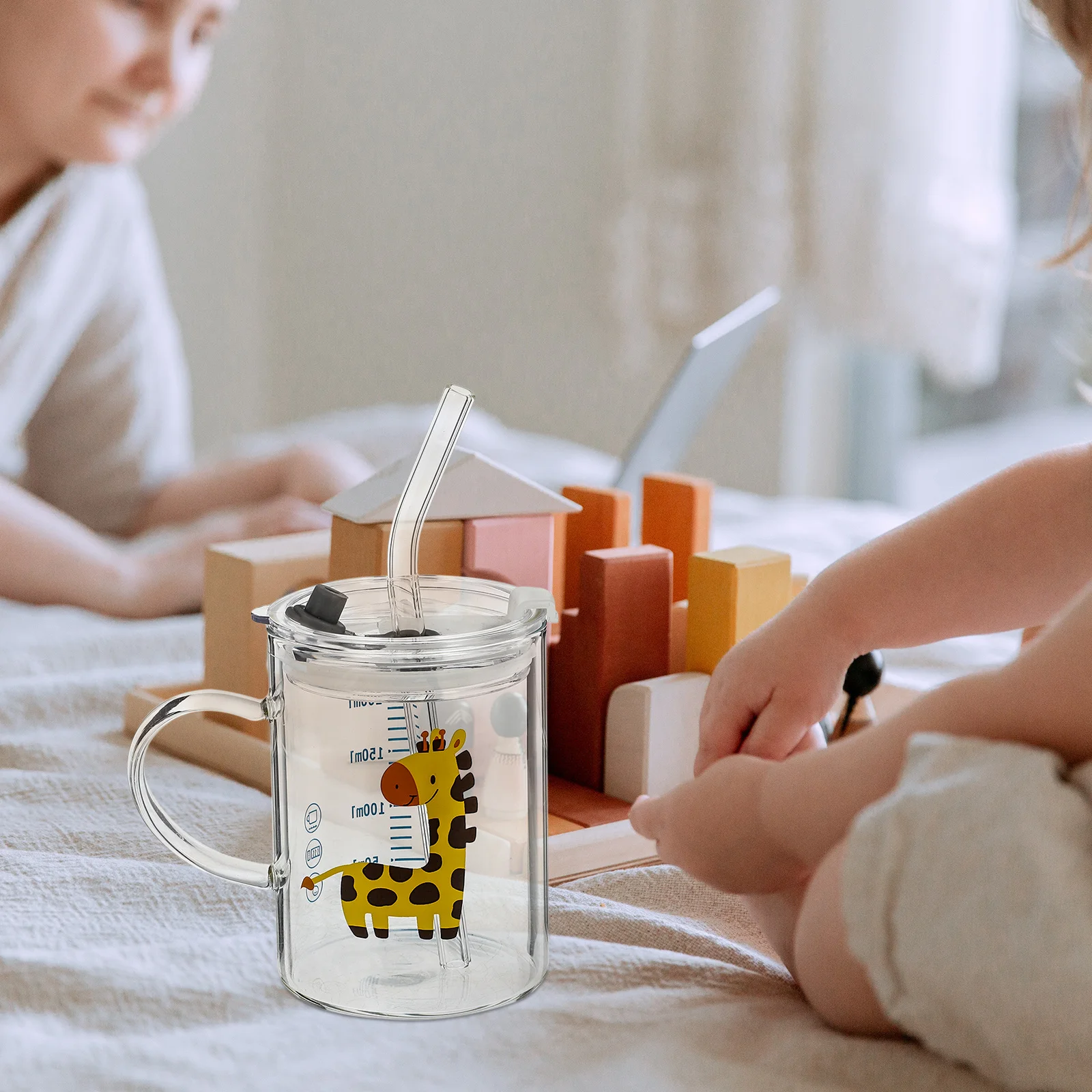 

1Pcs Deer Shape Kids Straw Cup Glass Milk Water Cup Creative Drinking Mug Portable Straw Cups Milk Cups