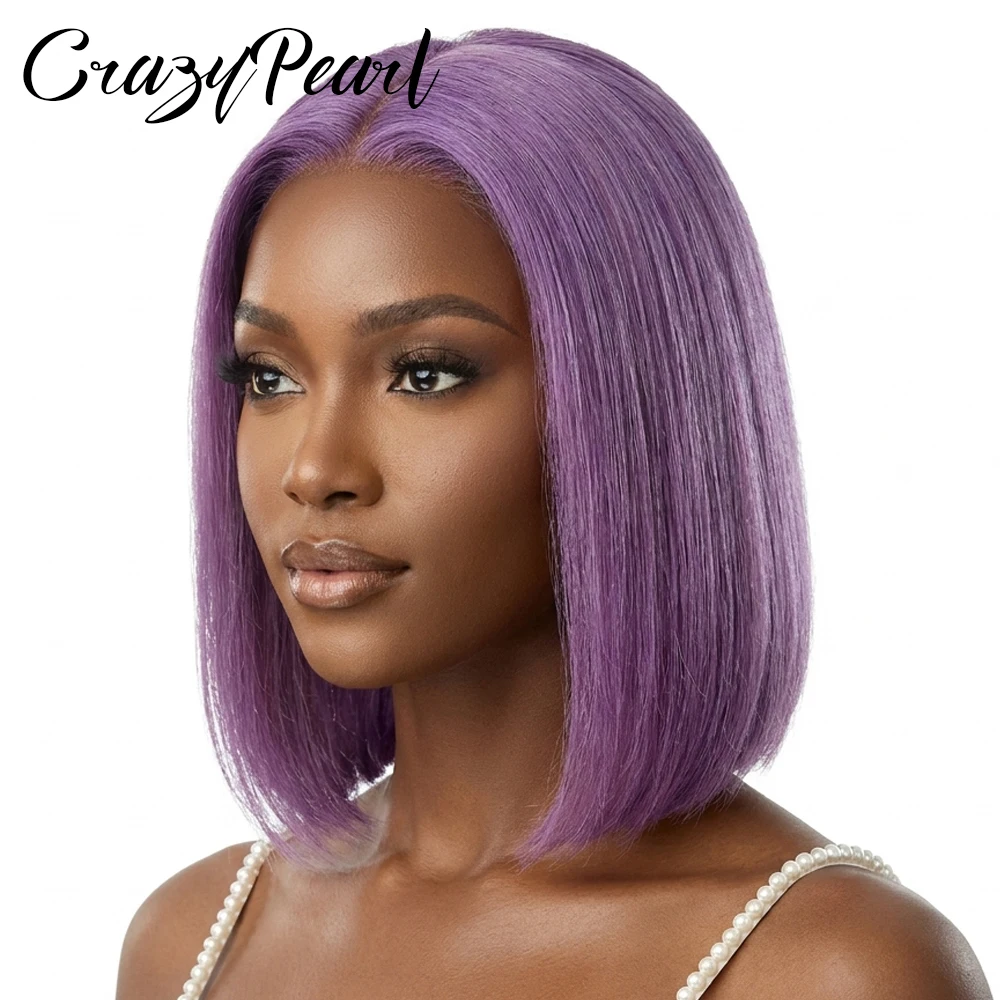 

Smoke Purple Bob Wig Human Hair 13x4 Lace Front Wigs for Black Women Glueless Bob Wigs Human Hair Pre Plucked Lilac Purple Wigs