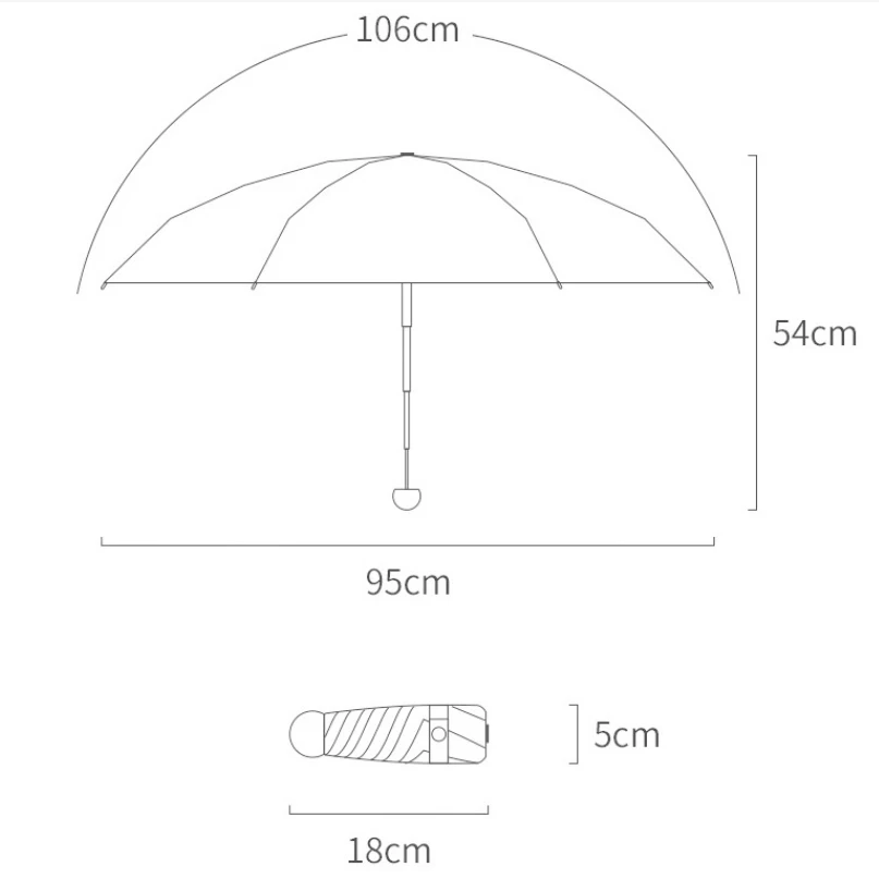 Capsule Umbrella Portable Mini Sunshade Sunscreen Rain Umbrella Black Rubber Alloy Handle Foldable Sun Rain Dual Use