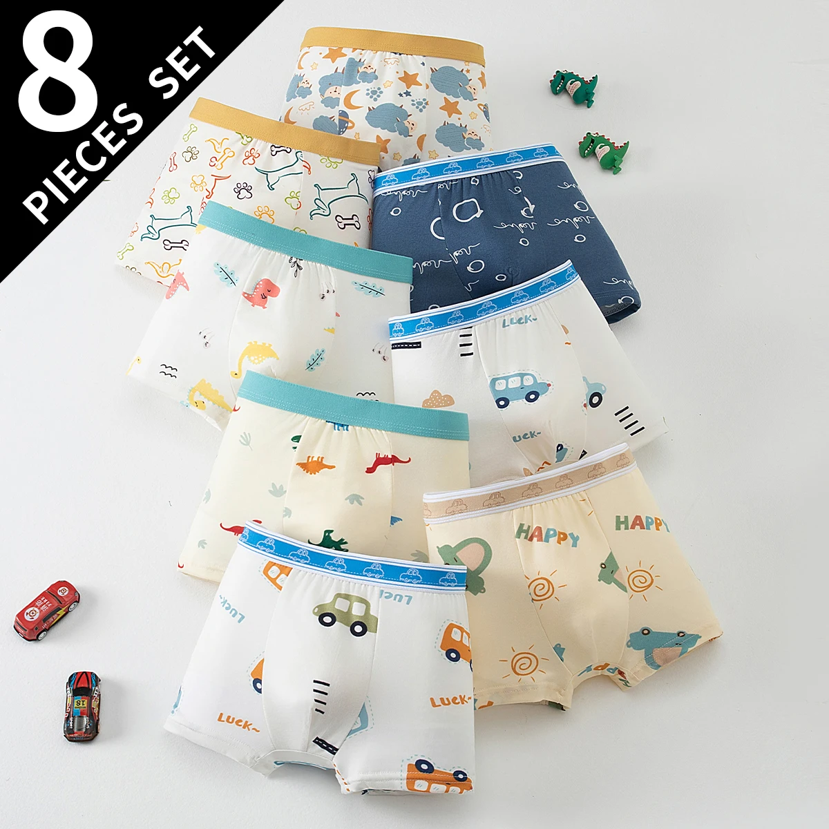 4/8 Children's Four Season Cartoon Printed Cute Underwear, Comfortable Four Cornered Pants, Boys' Home Casual Shorts Sleep Pants