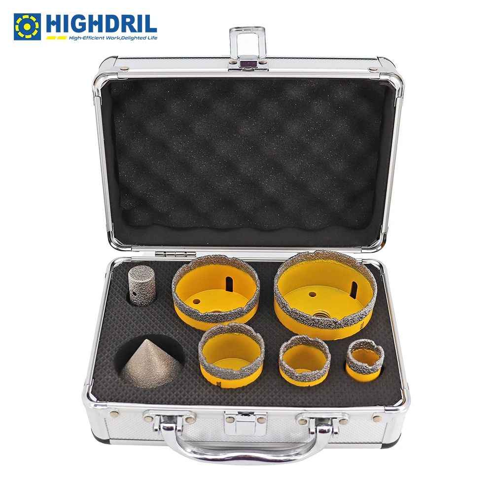 HIGHDRIL 1set/7pcs Drill Bits Milling Bit For Drill Core Holes On Granite Marble Porcelain Enlarge Bevel Polish Formed Holes