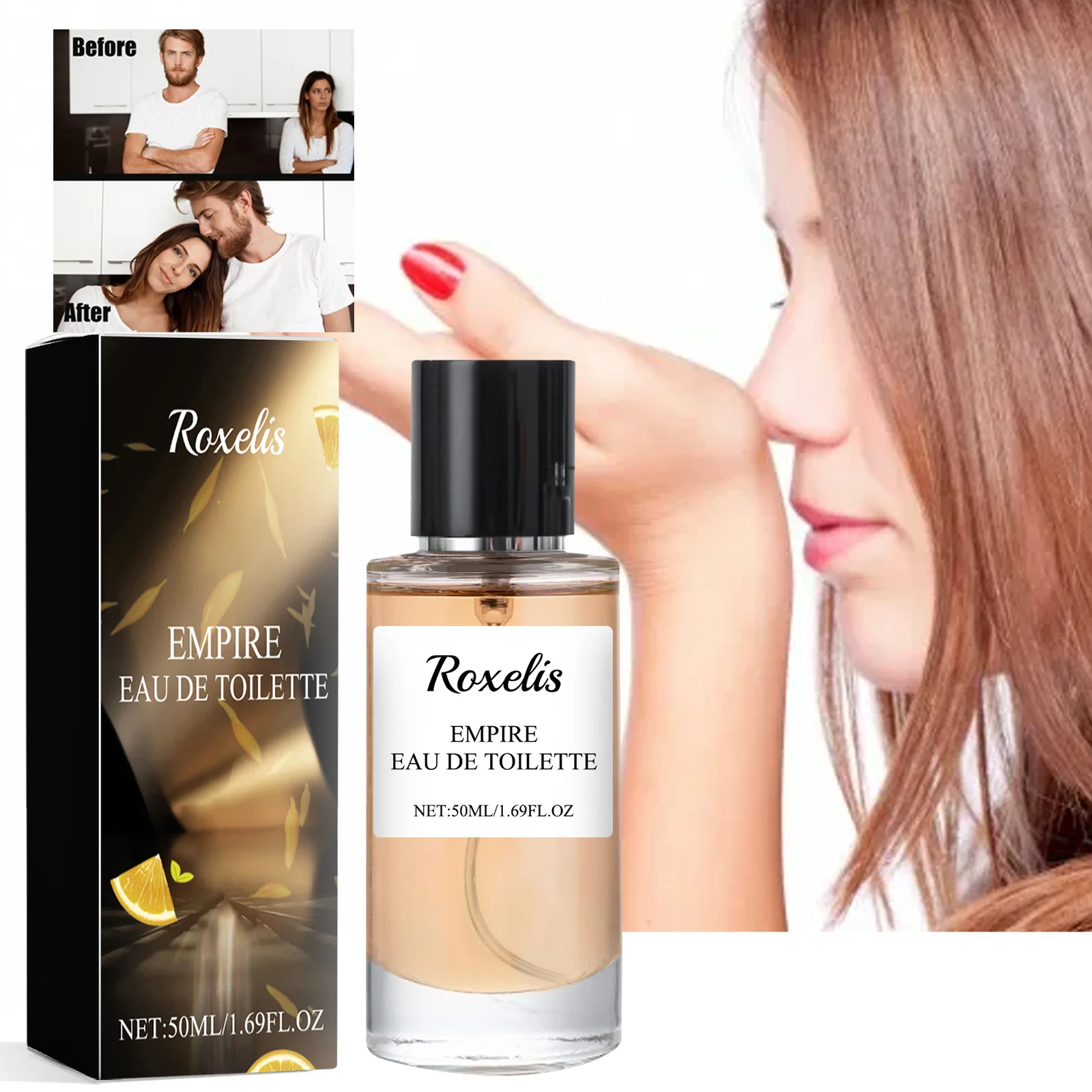 Roxelis Citrus Light Perfume Emits Charm Fragrance, Lasting Fragrance Fresh Elegant Mild Natural Non Pungent Perfume 1.69 oz