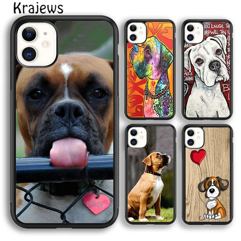 Krajews Boxer Dog Puppy Puppies Design Phone Case Cover For iPhone 16 15 14 plus XR XS 11 12 mini 13 pro max Fundas